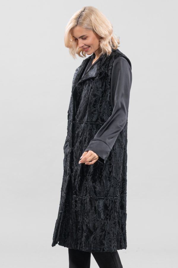Black Astrakhan Fur Vest