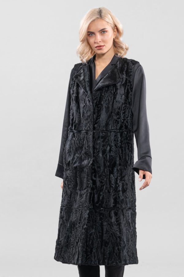 Black Astrakhan Fur Vest
