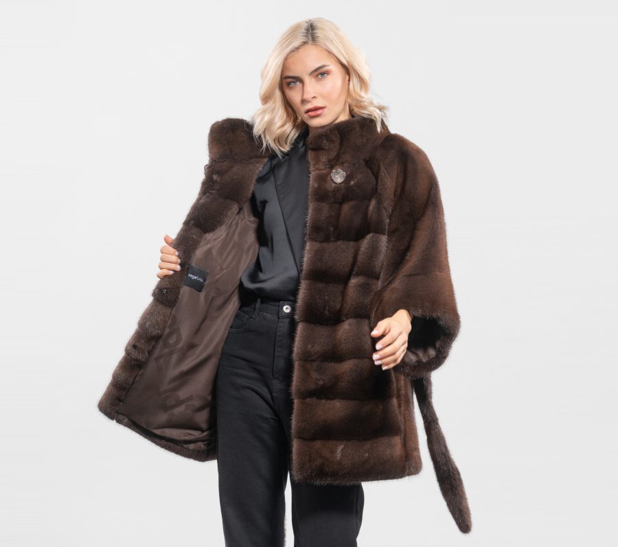 Mink Fur Jacket With Asymmetrical Sleeves