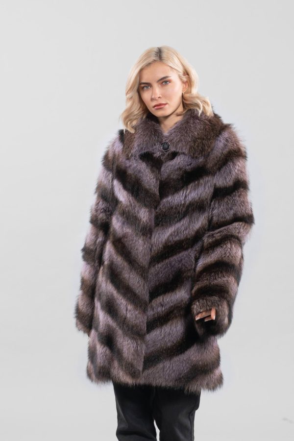 Diagonal Layer Raccoon Fur Jacket