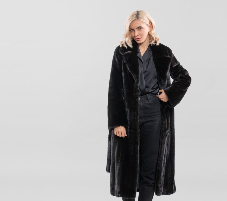 Black Let Out Mink Fur Coat
