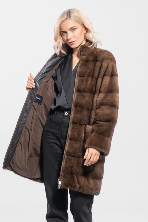 Demi Buff Horizontal Mink Fur Jacket
