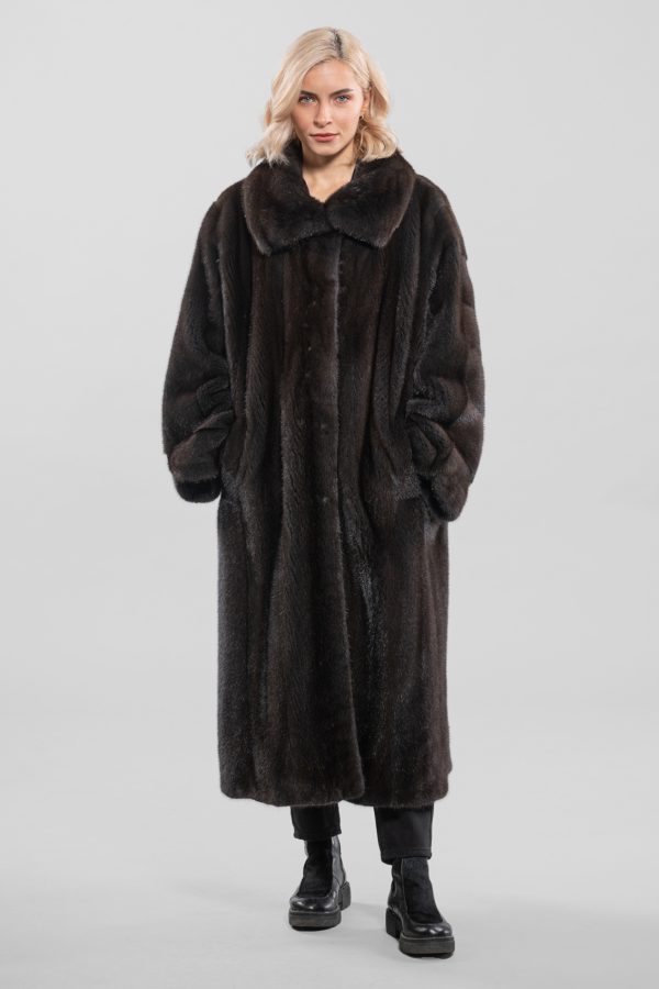 Long Dark Brown Mink Fur Coat