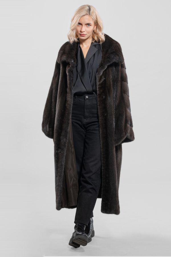 Long Dark Brown Mink Fur Coat