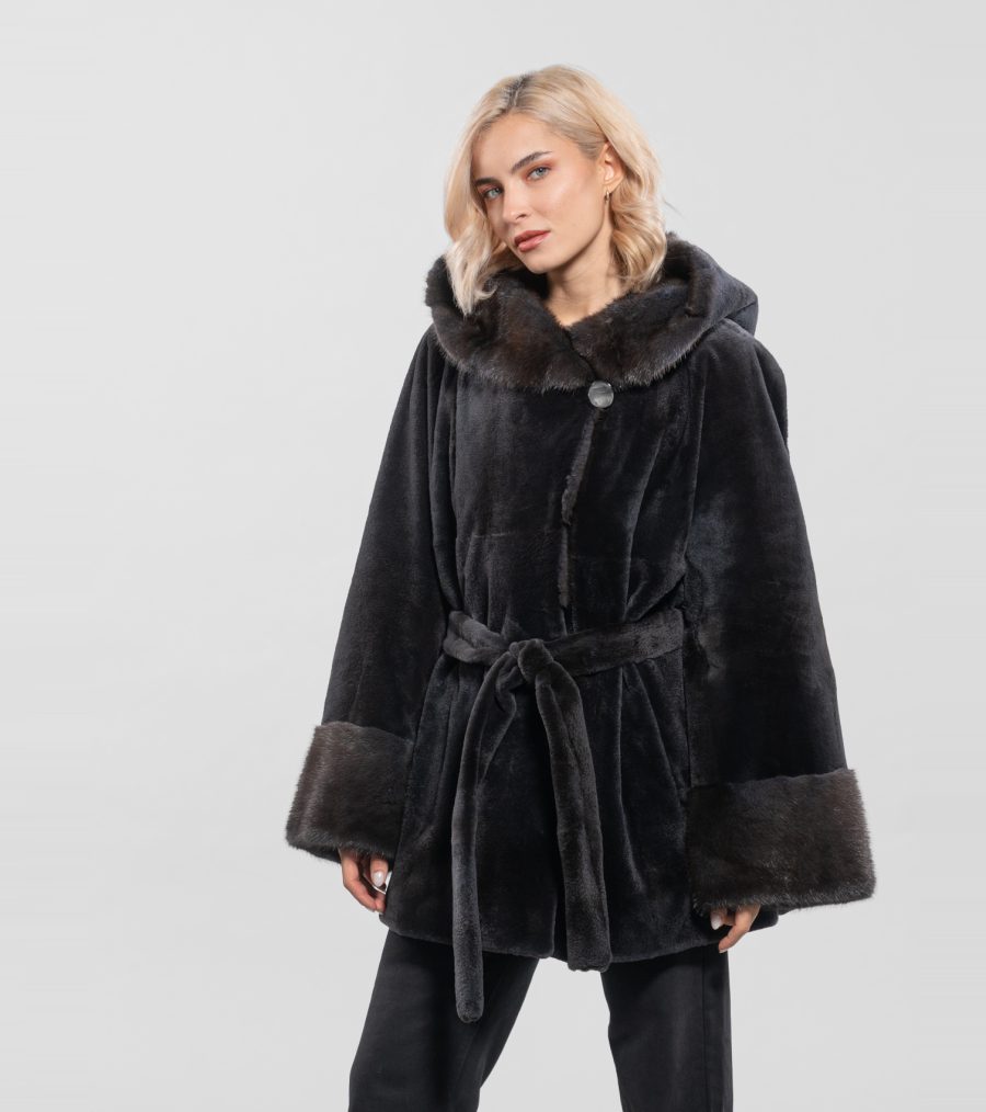 Ebony Color Mink Fur Coat