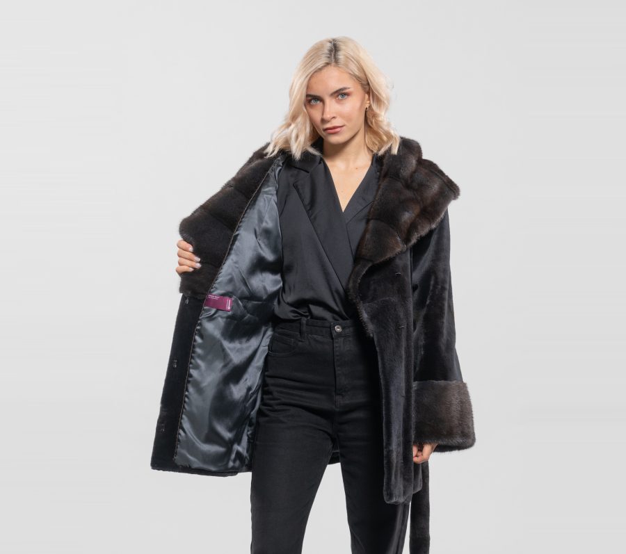 Ebony Color Mink Fur Coat