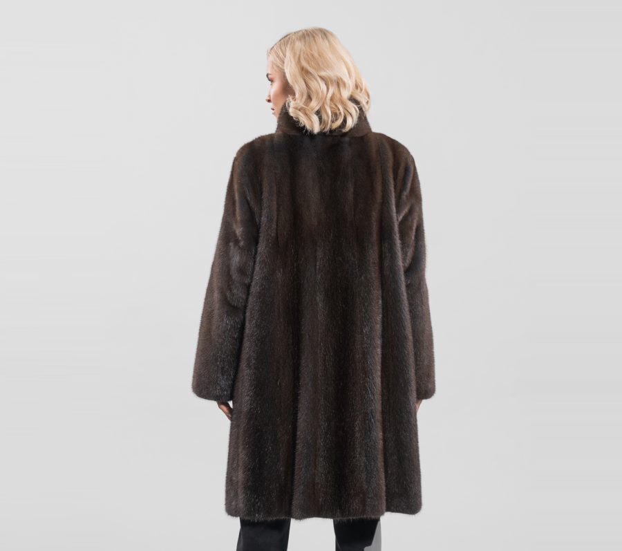 Brown Full Pelts Mink Fur Coat