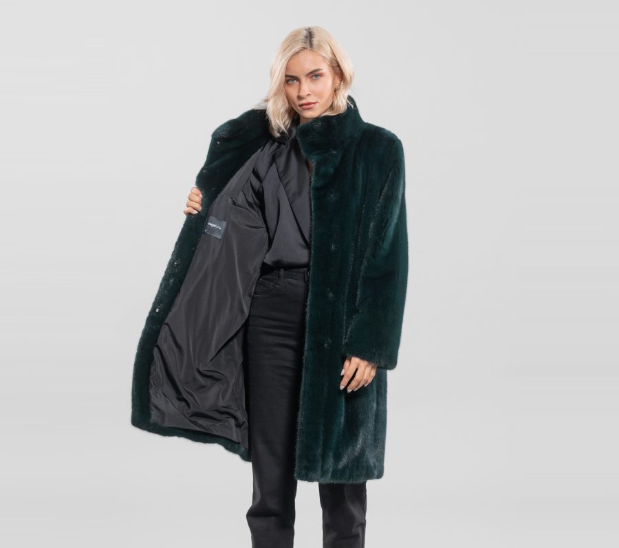 Green Full Pelts Mink Fur Coat