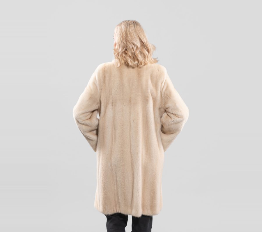 Palomino Stand-Up Collar Mink Fur Coat