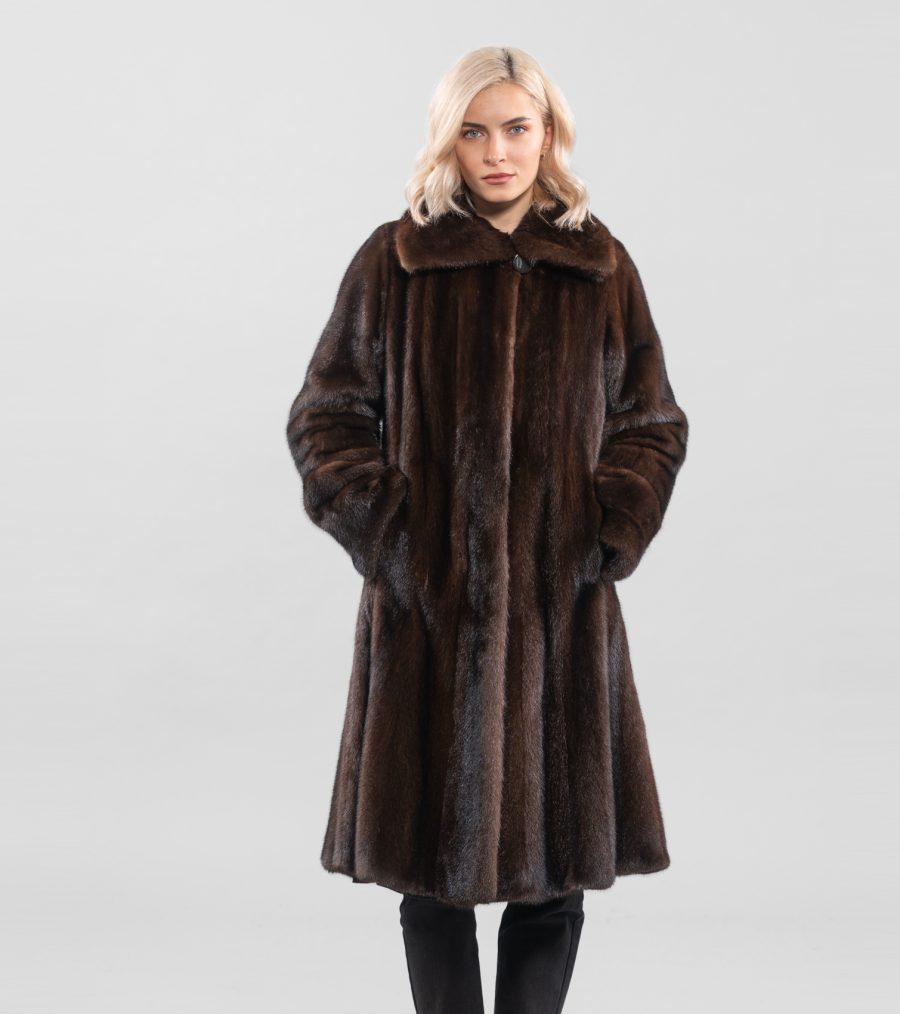 Mahogany Full Pelts Mink Fur Coat
