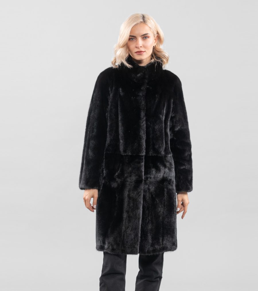 Black Full Pelts Female Mink Fur Jacket
