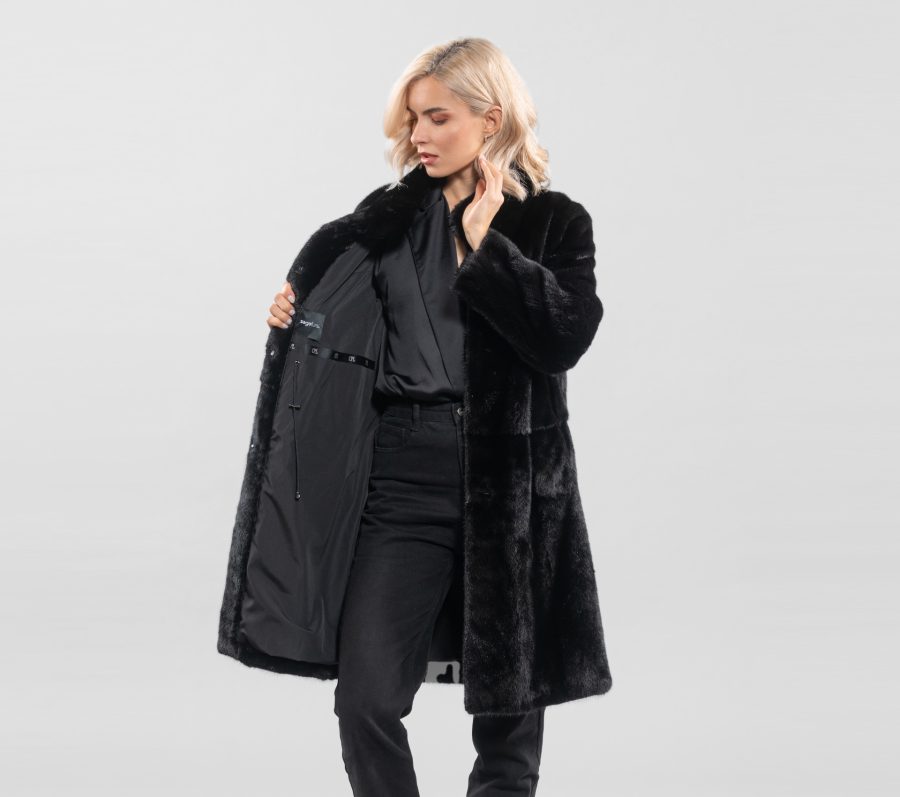 Black Full Pelts Female Mink Fur Jacket