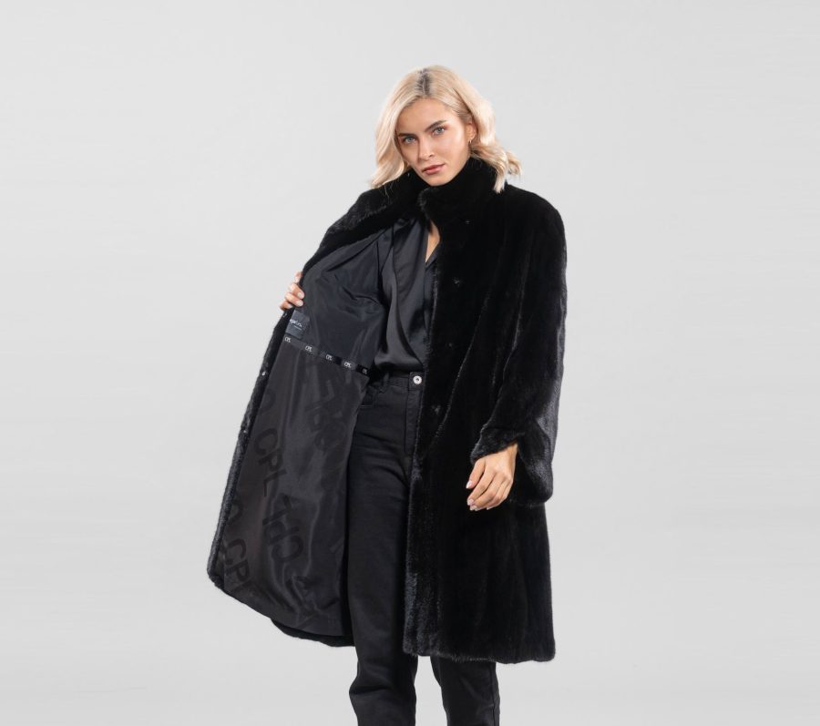 Black Velvet Male Mink Fur Jacket