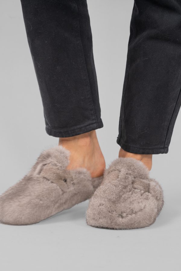 Rose Red-Real Mink Fur +Fox Fur Slides Slippers Sandals Indoor Ourdoor Shoes