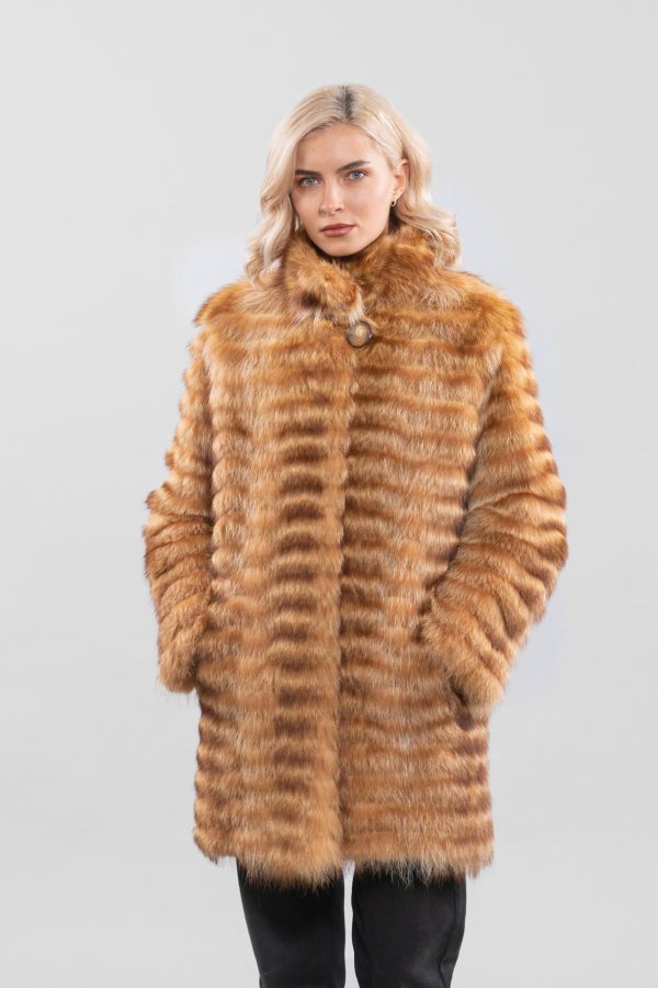 Gold Horizontal Raccoon Fur Jacket