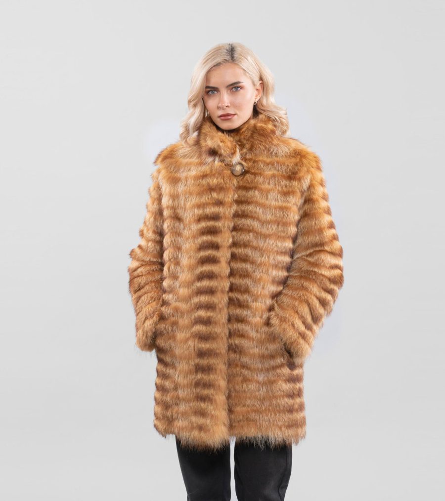 Gold Horizontal Raccoon Fur Jacket