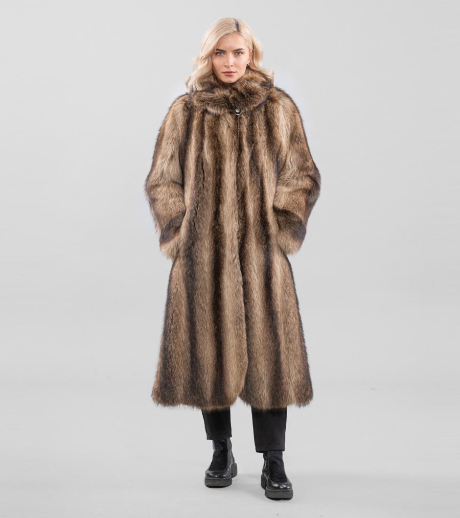 Choco Brown Raccoon Fur Coat
