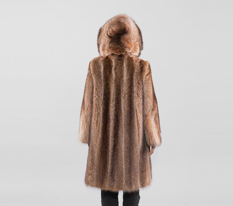 Crystal Hooded Raccoon Fur Coat