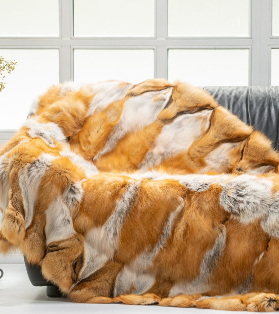 Canadian Red Fox Fur Blanket
