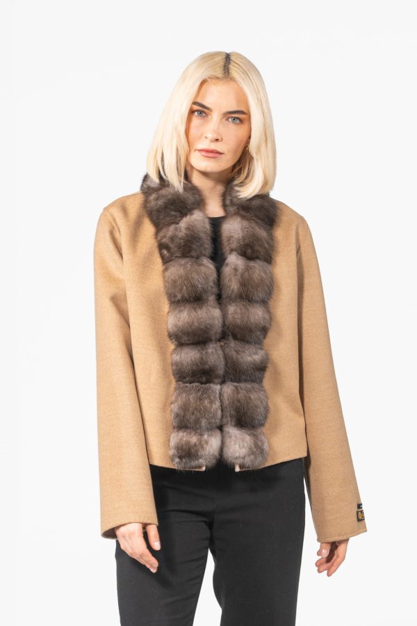 Short Cashmere Jacket With Sable Fur