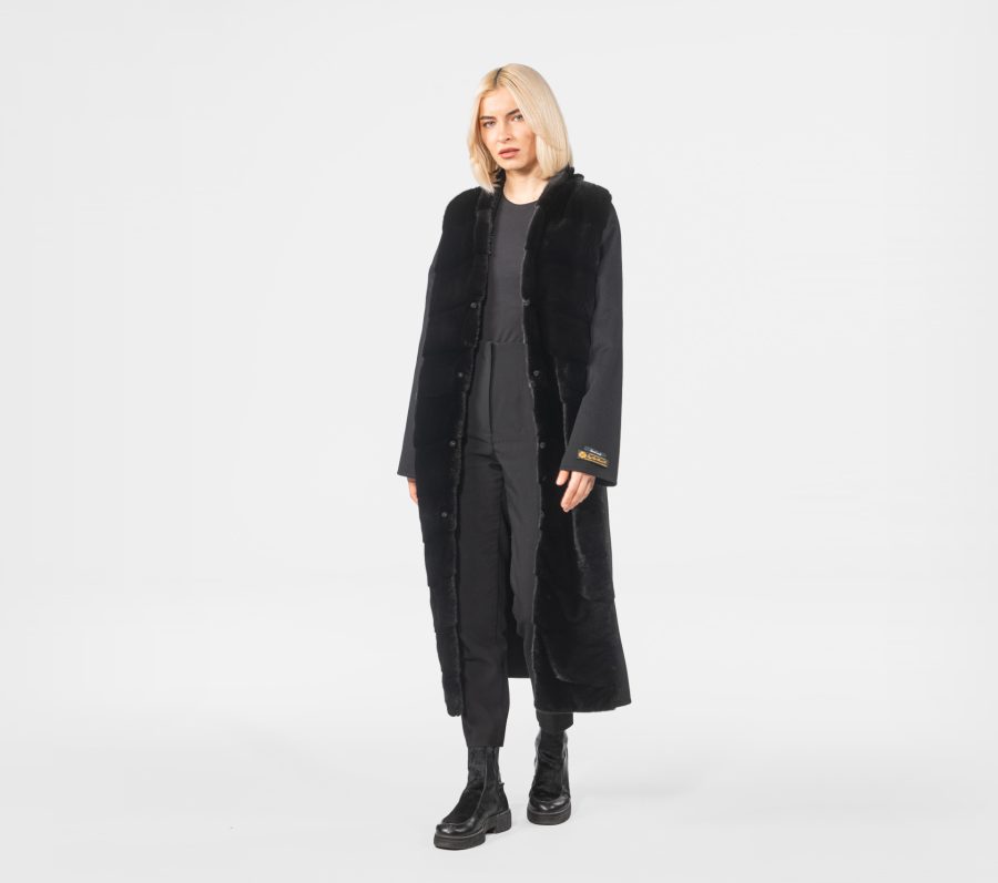Black Cashmere Jacket With Mink Fur