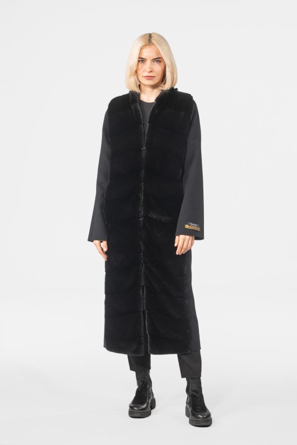 Black Cashmere Jacket With Mink Fur