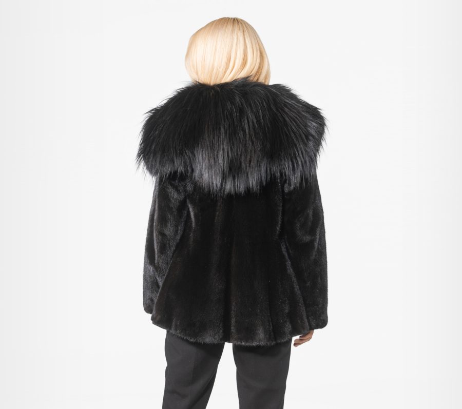 Mink Fur Jacket With Wide Fox Fur Collar