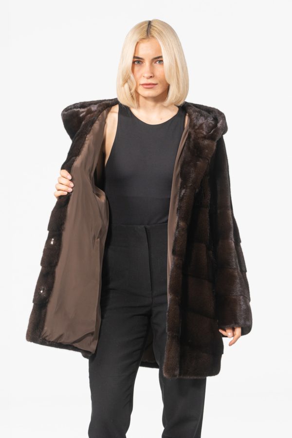 Mahogany Diagonal Layer Mink Fur Jacket