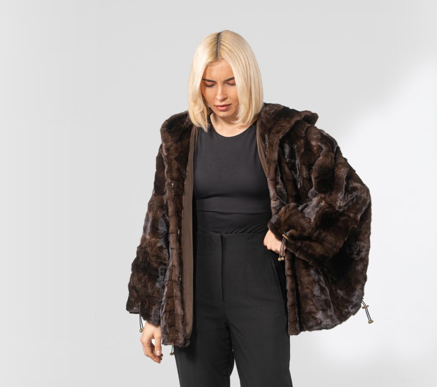 Oversized Mink Fur Jacket With Hood