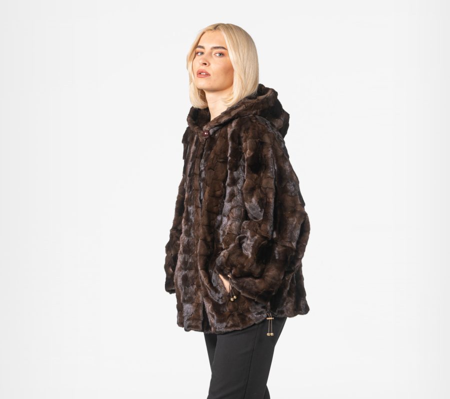 Oversized Mink Fur Jacket With Hood