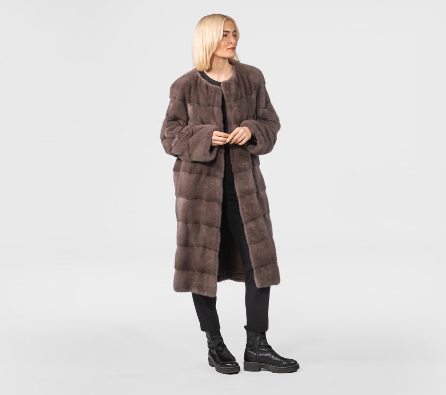 Horizontal Layer Mink Fur Coat
