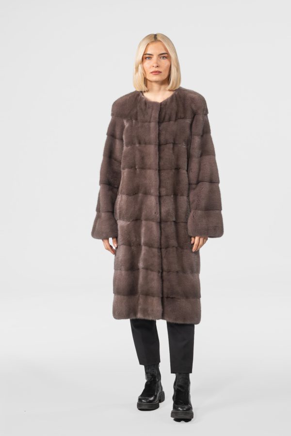 Horizontal Layer Mink Fur Coat