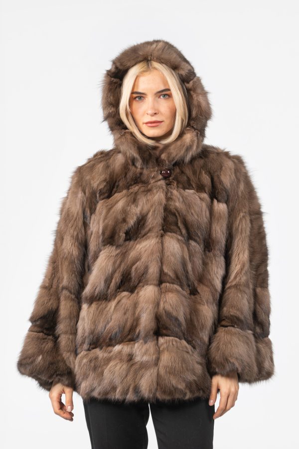 Short Sable Fur Jacket With Hood