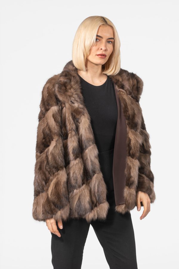 Diagonal Layer Sable Fur Jacket