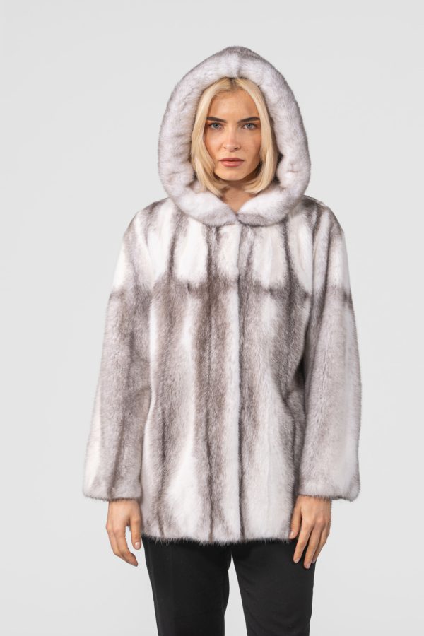 Silver Cross Mink And Fox Fur Jacket -100% Real Fur-Haute Acorn