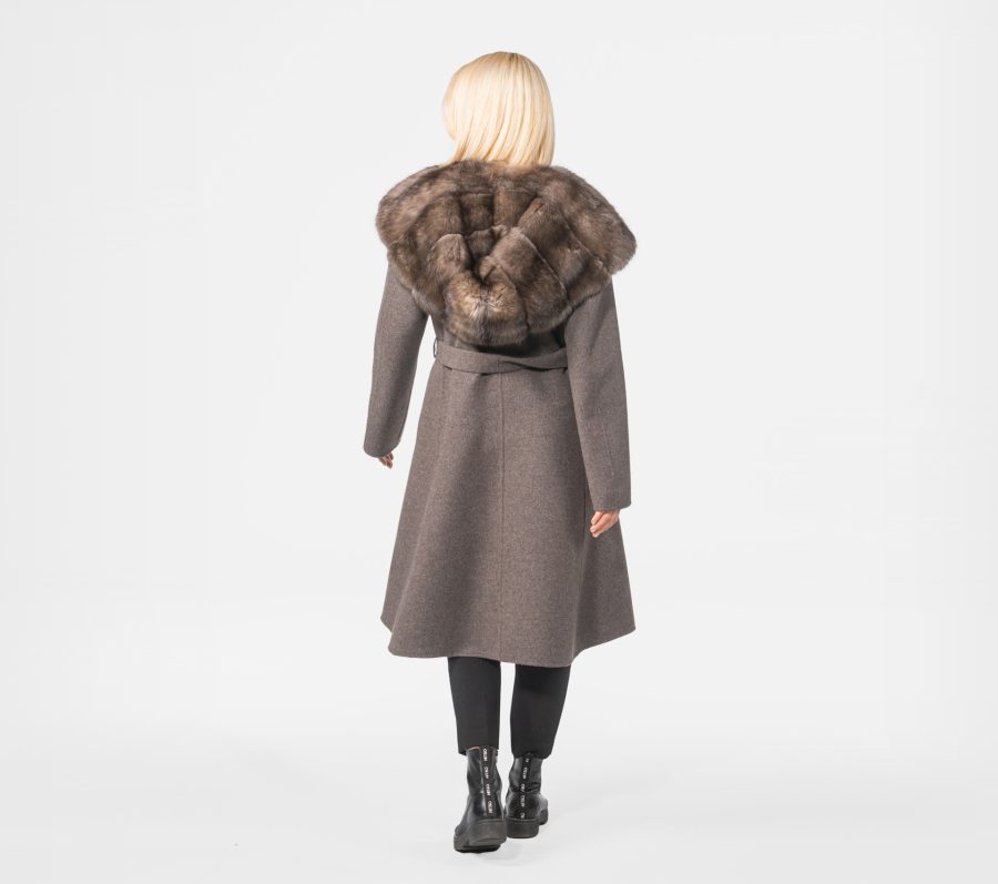 Cashmere Jacket With Sable Fur Hood