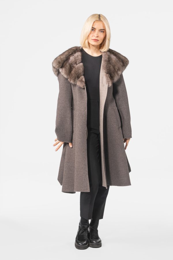 Cashmere Jacket With Sable Fur Hood