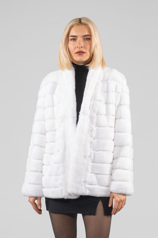 Belted White Rabbit Fur Jacket