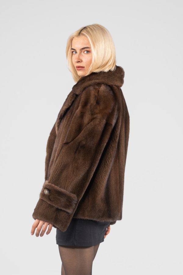 Demi Buff Mink Fur Jacket With Notched Collar