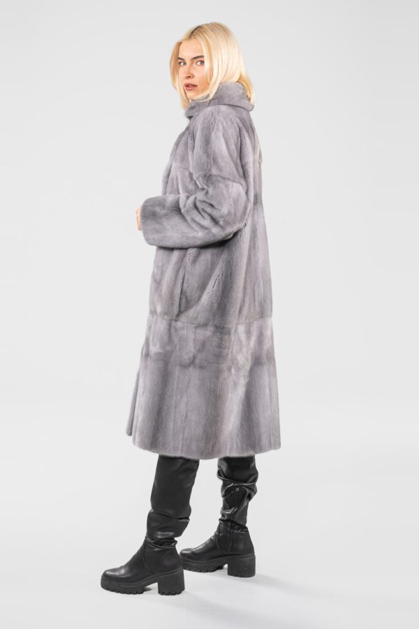 Sapphire Mink Fur Coat With Stand-Up Collar
