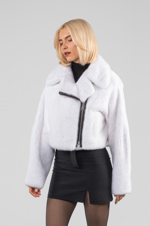 White Short Mink Fur Jacket