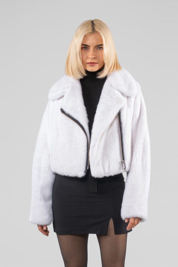 White Short Mink Fur Jacket