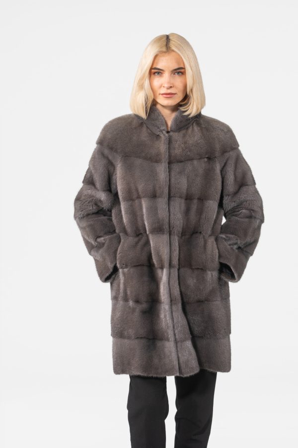 Dark Gray Long Mink Fur Jacket