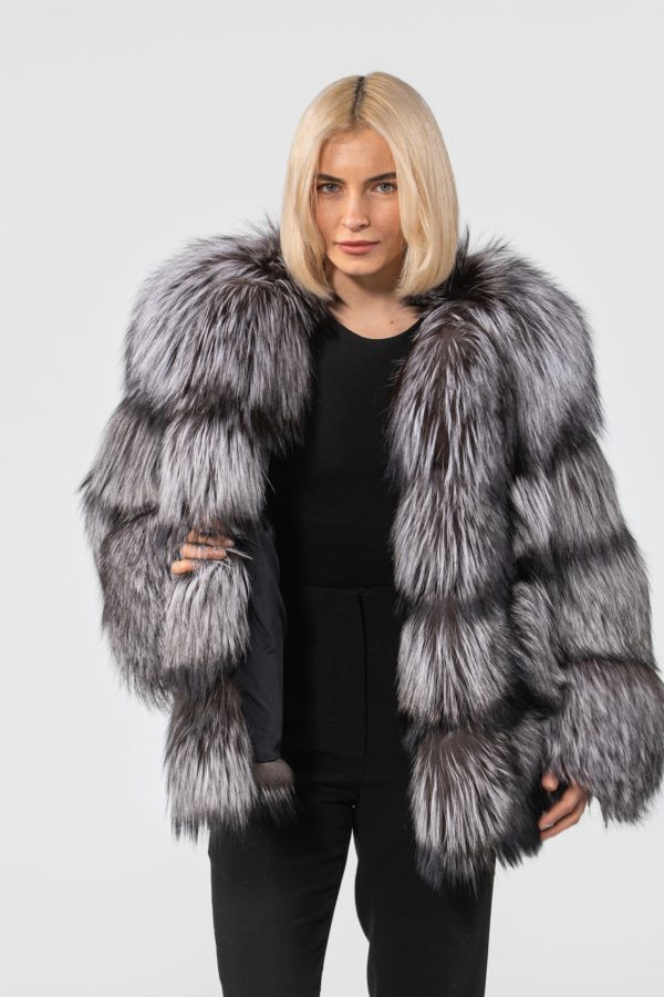 Silver Fox Fluffy Fur Jacket