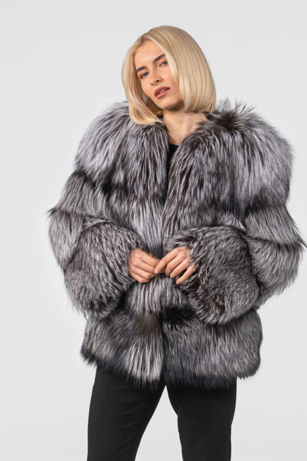 Silver Fox Fluffy Fur Jacket