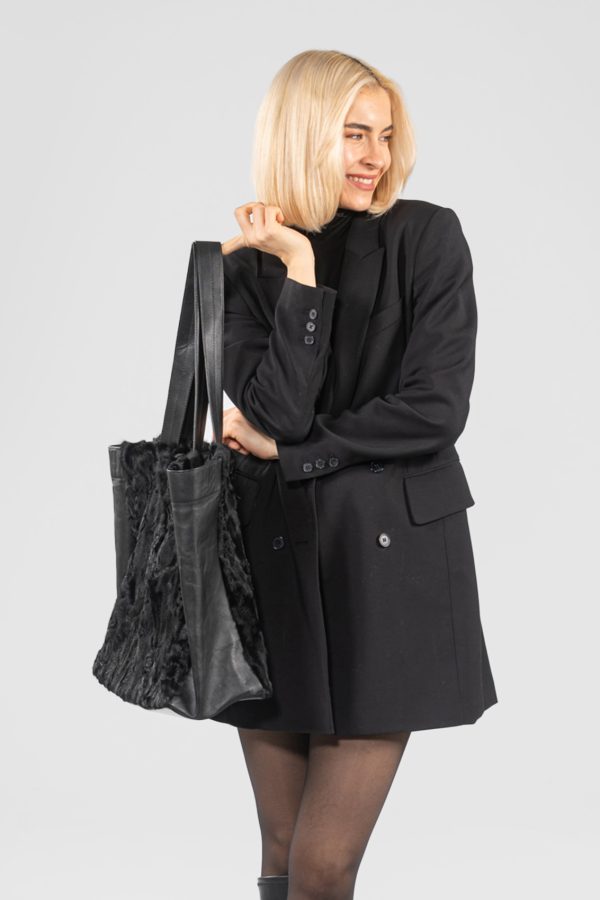 Black Astrakhan Fur Bag