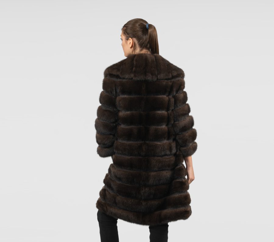 Sable Fur Coat With Wide Collar