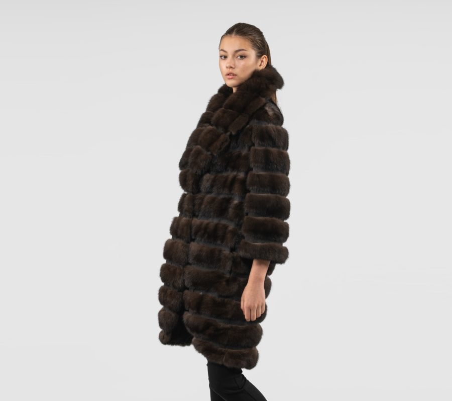 Sable Fur Coat With Wide Collar