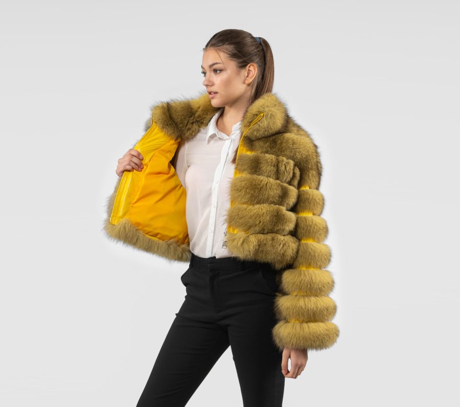 Yellow Fox Fur Jacket