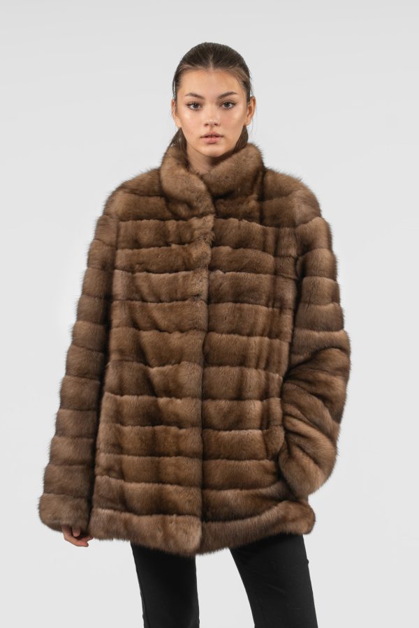 Horizontal Design Sable Fur Jacket